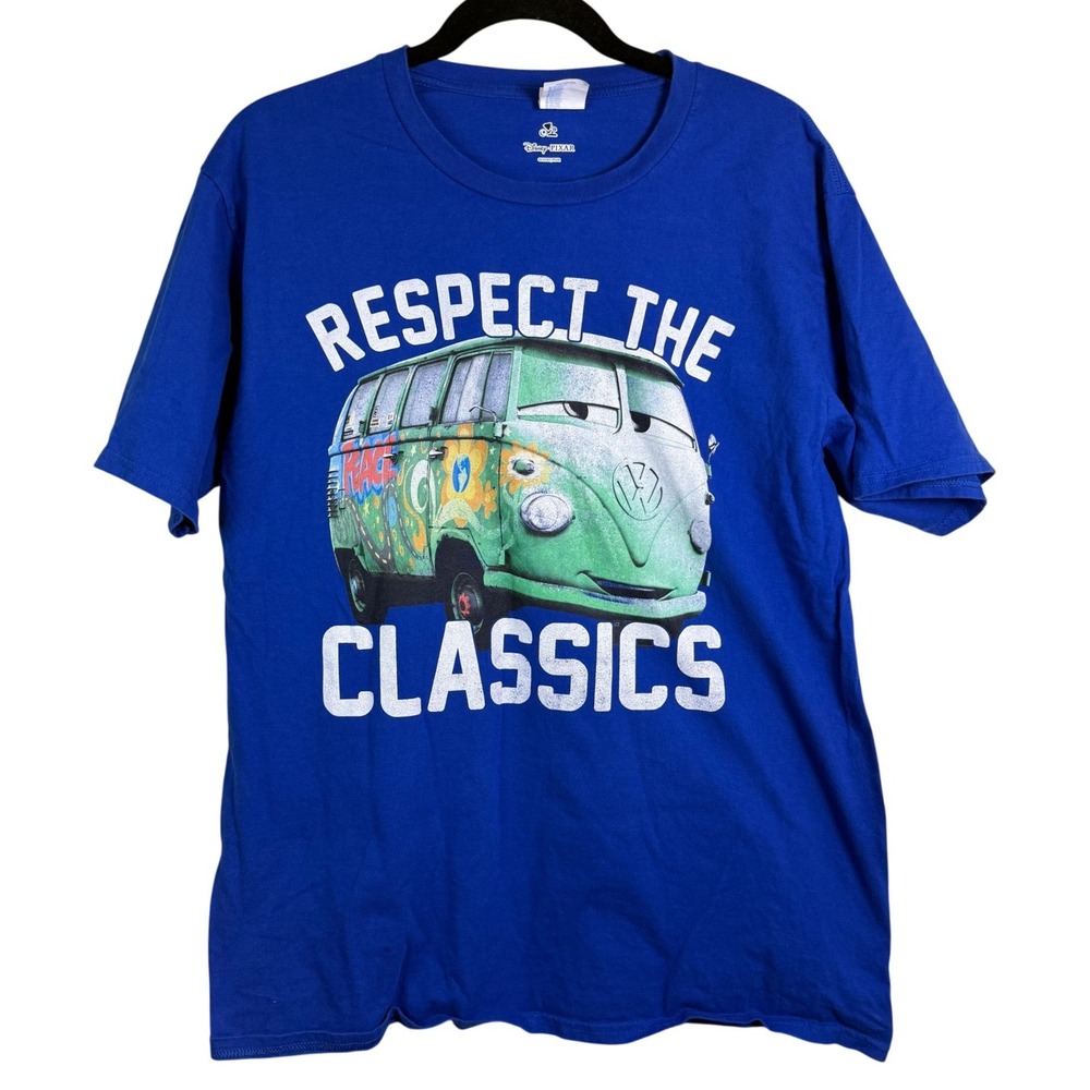 Disney Pixar Cars Fillmore Respect The Classics VW Bus‎ Blue Graphic Tee Large